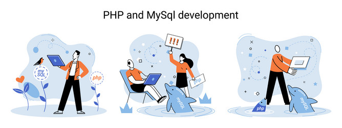 Php and mysql development software website vector