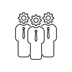 thin line development project icon with people vector