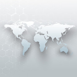 white world map connecting lines and dots on gray vector image