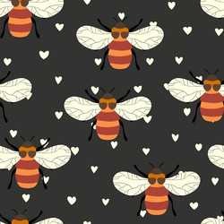 seamless pattern with bees on color background vector image