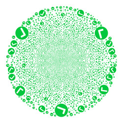 yes mark icon mosaic exploding spheric cluster vector image