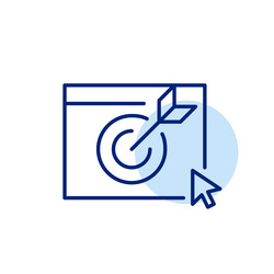 arrow hitting target on web page and mouse click vector image