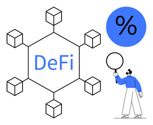 decentralized finance network with blockchain vector image