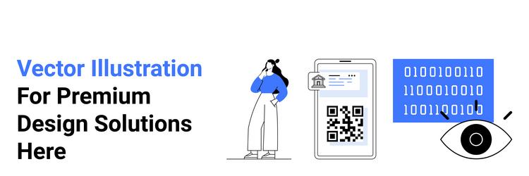digital identity verification featuring qr code vector image