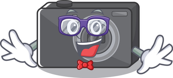 Geek digital camera isolated with character vector
