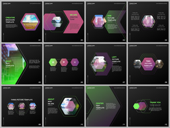 Minimal brochure templates with colorful hexagonal vector