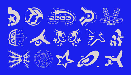 retro y2k elements universal shapes for design vector image
