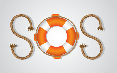 rope and float forming sos signal isolated on whit vector image