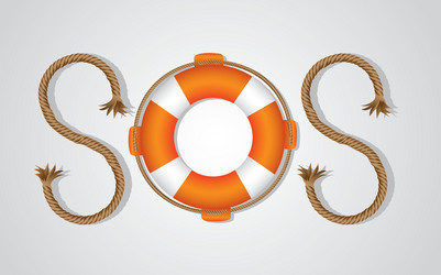 rope and float forming sos signal isolated on whit vector