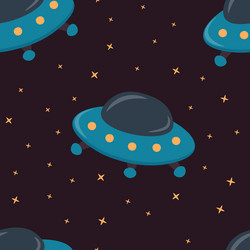 seamless pattern of open space with a spaceship vector image