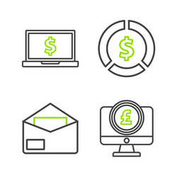 set line computer monitor with pound sterling vector image