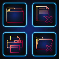 set line delete folder printer document vector image