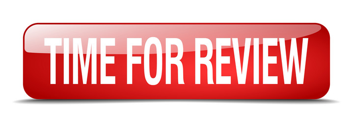 time for review red square 3d realistic isolated vector image