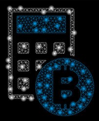 bright mesh 2d bitcoin calculator with flare spots vector image