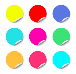 Color round stickers with curled edge vector