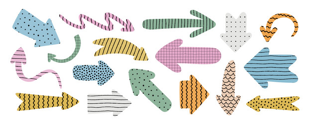 hand drawn abstract arrow shapes with soft brush vector image