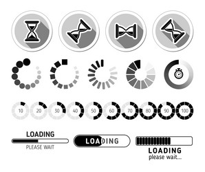 Loading process signs set vector