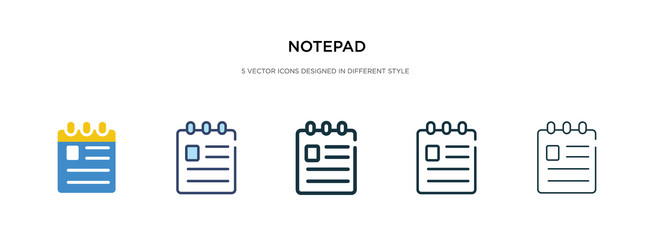 notepad icon in different style two colored vector image