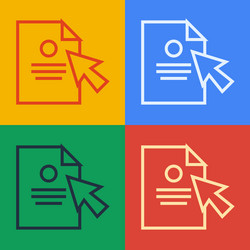 pop art line document and cursor icon isolated vector image