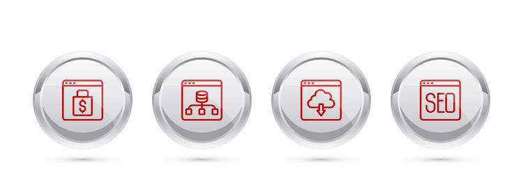 set line online shopping on screen server data vector image