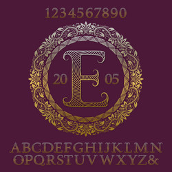 Wavy patterned gold letters numbers with monogram vector