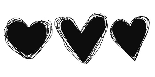 doodle hearts on set and love of symbol vector image