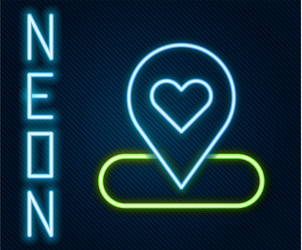 glowing neon line map pointer with heart icon vector image