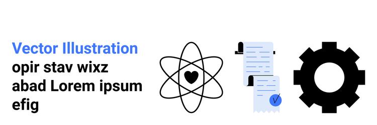 heart inside atom document with checkmark vector image