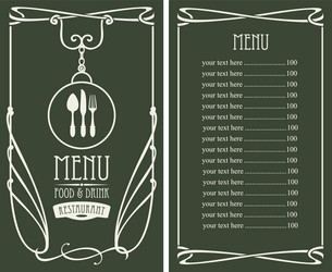 menu for restaurant with price list and flatware vector