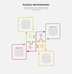puzzle infographic outline style with 4 point vector image