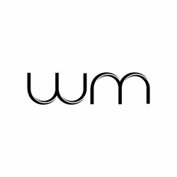 Wm logo monogram with slice rounded modern design vector