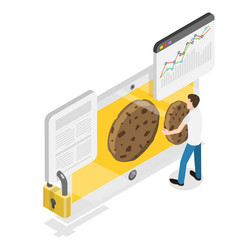 3d isometric flat of web cookie item vector image