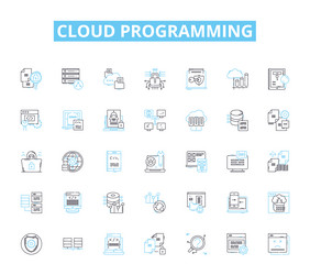 cloud programming linear icons set virtualization vector image