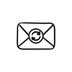 envelope mail with refresh sign sketch icon vector