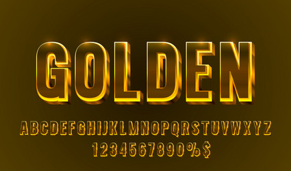 gold font set collection letters and numbers vector image