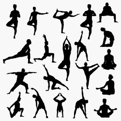 Yoga Silhouette Collection Vector Image