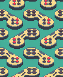 Gamepad pixel art pattern seamless joystick 8bit vector