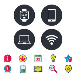notebook and smartphone icon smart watch symbol vector image