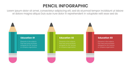 Pencil education infographic 3 point stage vector