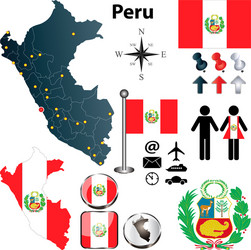 Peru Map with Borders and Icons vector image
