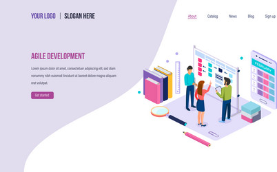 agile development teamwork on project using vector image