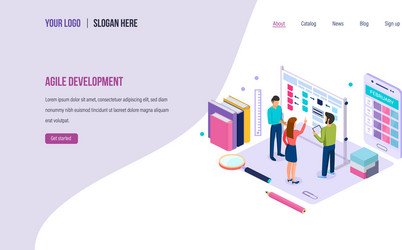 agile development teamwork on project using vector