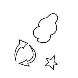 Doodle star cloud and circle arrow vector