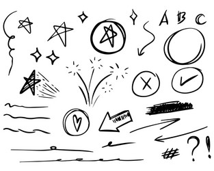 Hand drawn set doodle elements for concept design vector