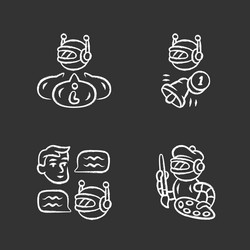 internet robots chalk icons set chatbot vector image