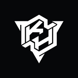 Kh logo monogram hexagon shape with triangle Vector Image