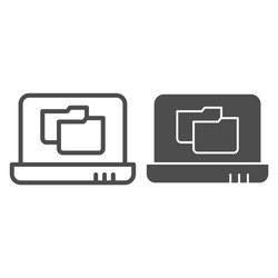 laptop folder line and glyph icon file vector image