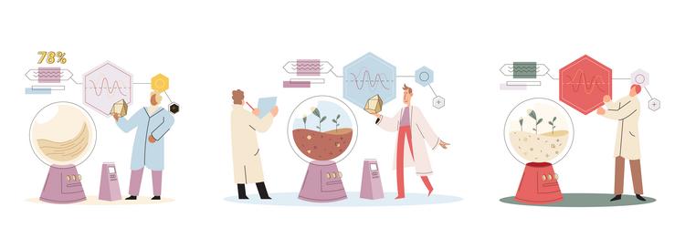Soil analysis and earth pollution or structure vector