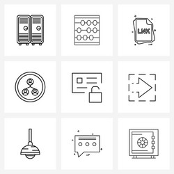 Ui set 9 basic line icons card finance file vector