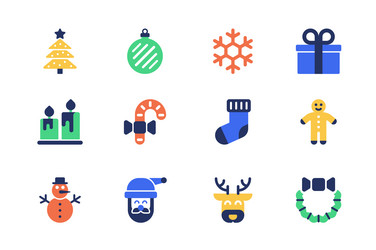 Christmas concept of web icons set in simple flat vector